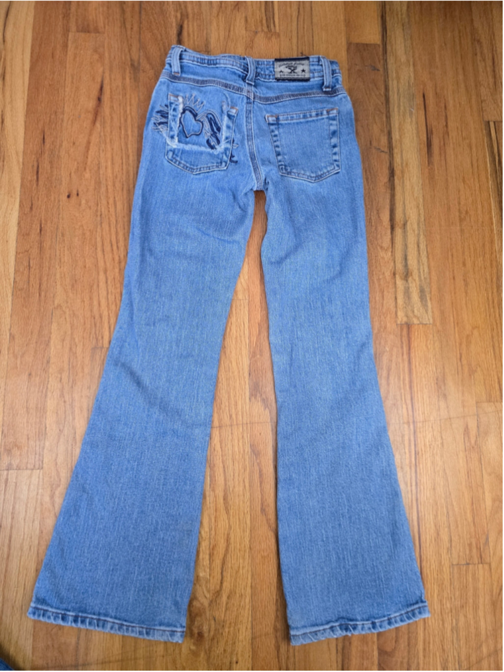Girls Wrangler Jeans Size 10 Blue Heart Embroidery